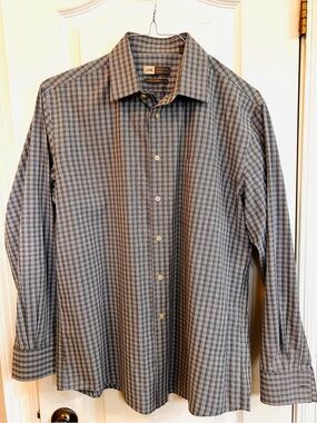 Joseph Abboud Men's Brown Plaid Dress Shirt